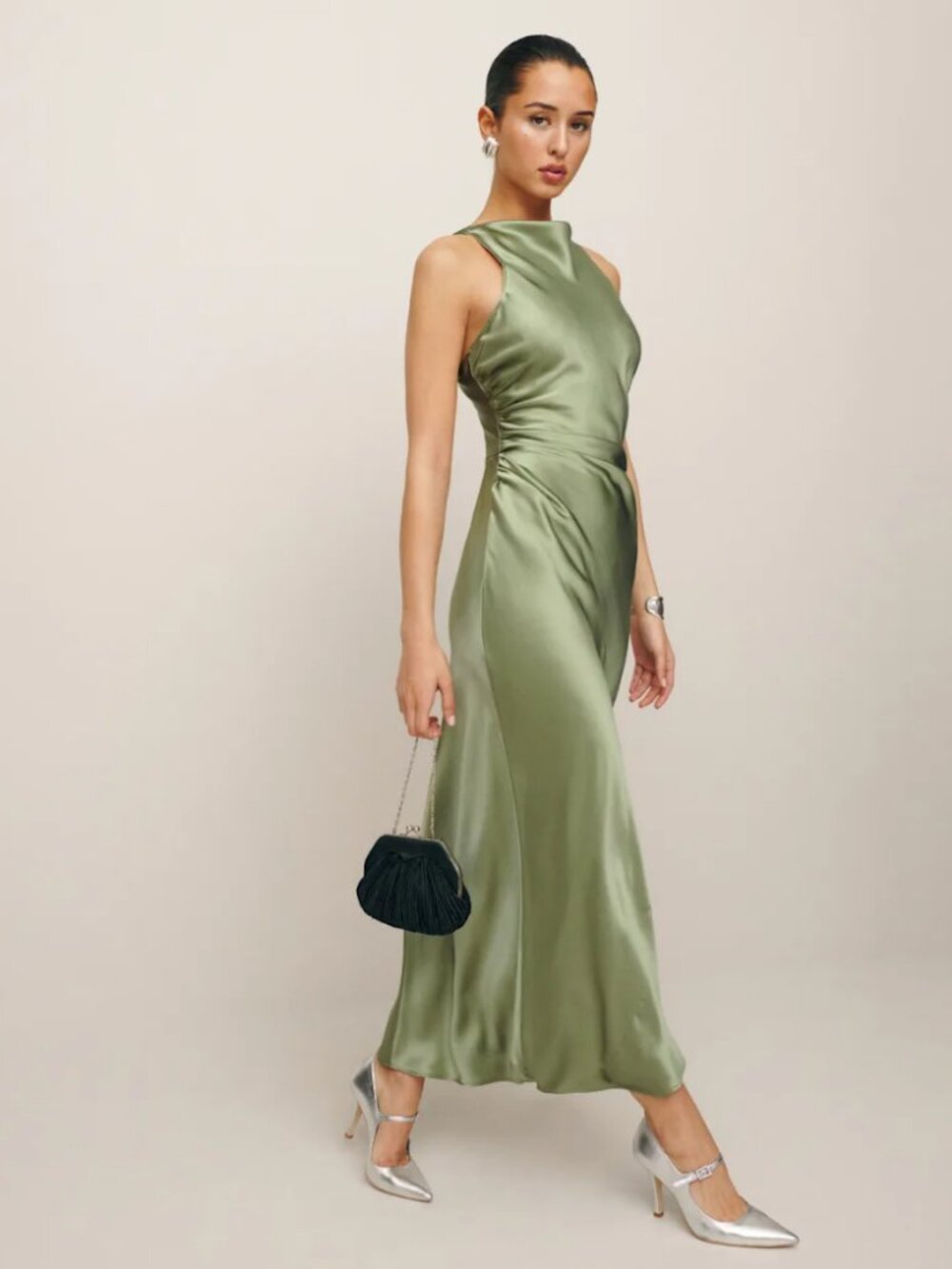 Reformation Casette Silk Dress in Artichoke - NWT - Size 10